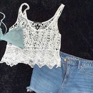 White, Crotchet Beach Top